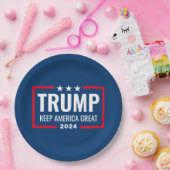Trump 2024 Keep America Great - blue red Pappteller (Party)