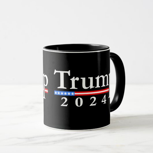 Trump 2024 Klassische Schwarz und Rot Tasse (VorderseiteRechts)