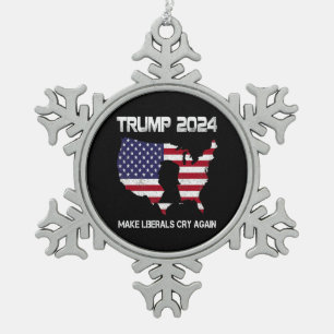 Trump 2024 lässt die Liberalen wieder schreien Schneeflocken Zinn-Ornament