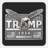 TRUMP 2024 mit einem Adler Quadratischer Aufkleber (Vorderseite)