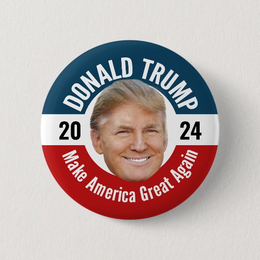 Trump 2024 mit Foto - Entwurf eines Floating Head Button (Vorderseite)