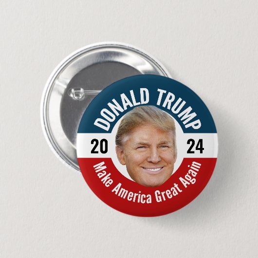 Trump 2024 mit Foto - Entwurf eines Floating Head Button (Vorne & Hinten)