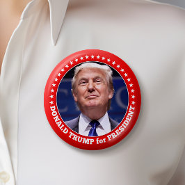 Trump 2024 mit Foto und roter Grenze Button