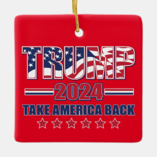 Trump 2024 nimmt Amerika zurück Keramikornament