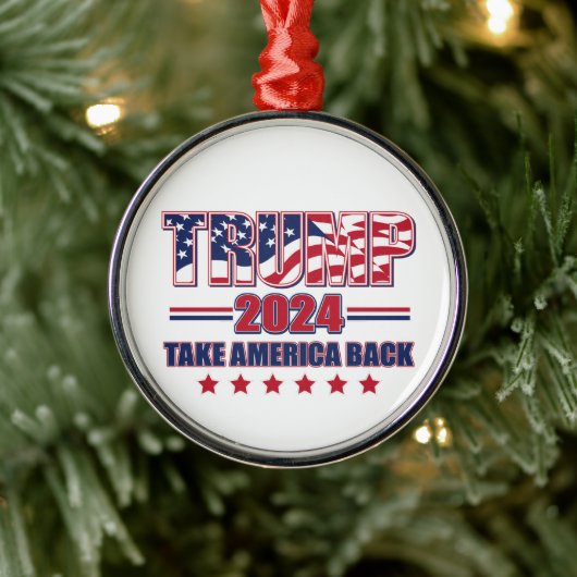 Trump 2024 nimmt Amerika zurück Ornament Aus Metall (Baum)
