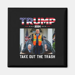 Trump 2024 nimmt den Mülleimer Trump aus dem Müll Magnet