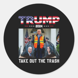 Trump 2024 nimmt den Mülleimer Trump aus dem Müll Runder Aufkleber
