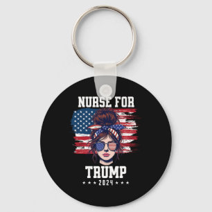 Trump 2024 Nurse Messy Bun America Usa Flag for Wo Schlüsselanhänger