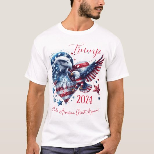 Trump 2024 Patriotic Eagle and Heart T-Shirt (Vorderseite)