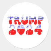 Trump 2024 Patriotic Groovy Retro Runder Aufkleber (Vorderseite)