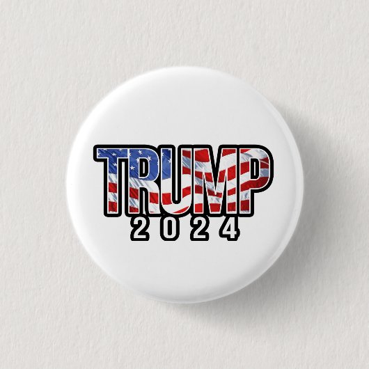 Trump 2024 - Patriotische Blockbriefe Button (Vorderseite)