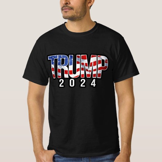 Trump 2024 - Patriotische Blockbriefe T-Shirt (Vorderseite)