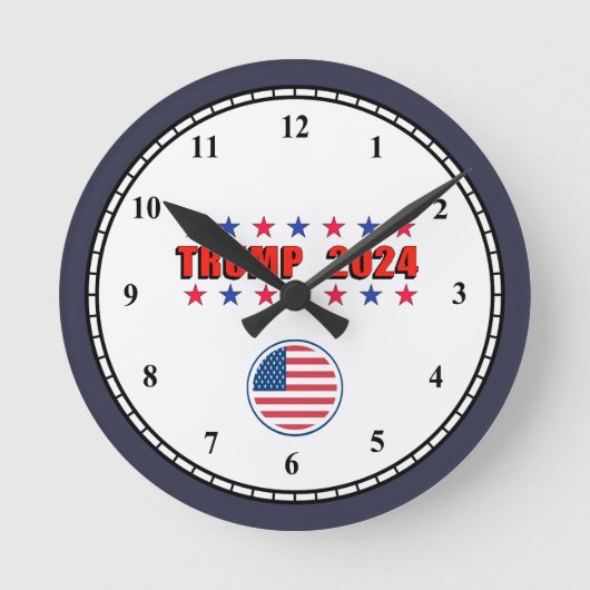 Trump 2024 Patriotische Sterne Uhr (Vorderseite)