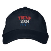 TRUMP 2024 PEACE Alternative Apparel Adjustable Bestickte Baseballkappe (Vorderseite)