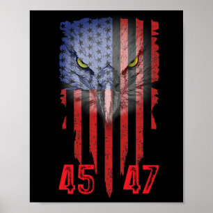 Trump 2024 Präsident 45 und 47 amerikanische Flagg Poster