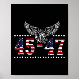 Trump 2024 Präsident 45 und 47 amerikanische Flagg Poster
