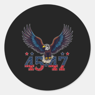 Trump 2024 Präsident 45 und 47 amerikanische Flagg Runder Aufkleber
