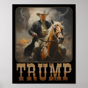 Trump 2024 Präsident Cowboy Riding Horse Western U Poster