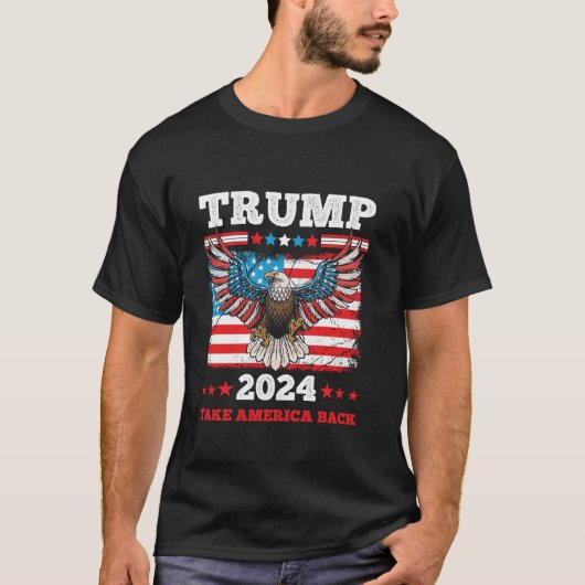 Trump 2024 Präsident USA Flag Eagle Präsident E T-Shirt (Vorderseite)