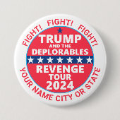 Trump 2024 Rache Tour Deplorables Kämpfen Button (Vorderseite)