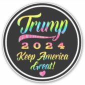 Trump 2024 Rainbow-Gefärbte Krawatte Behalte Ameri Aufkleber (Vorderseite)