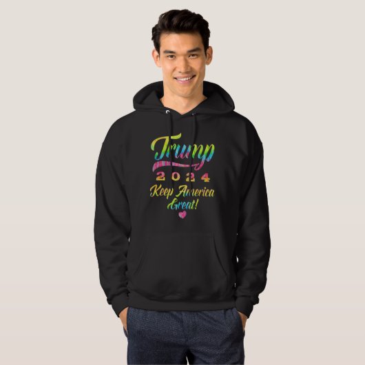 Trump 2024 Rainbow-Gefärbte Krawatte Behalte Ameri Hoodie (Vorne ganz)