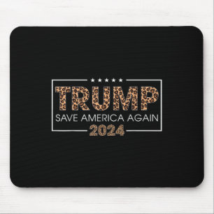 Trump 2024 Rette Amerika wieder Leopard Print Gesc Mousepad