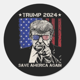 Trump 2024 Rettete Amerika wieder amerikanische Fl Runder Aufkleber
