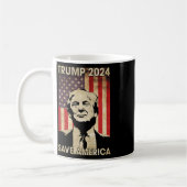 Trump 2024 Rettete die amerikanische Flag-Wahl Gif Kaffeetasse (Links)