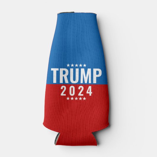 Trump 2024 Rot und Blau mit Sternen Flaschenkühler (Vorderseite)
