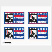 TRUMP 2024 RWB RECHTECKIGER AUFKLEBER (Blatt)