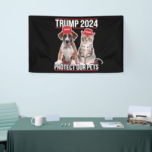 Trump 2024 schützt unsere Haustiere Katzen Hunde M Banner (Messeveranstaltung)