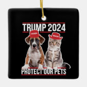 Trump 2024 schützt unsere Haustiere Katzen Hunde M Keramikornament (Vorderseite)