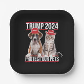 Trump 2024 schützt unsere Haustiere Katzen Hunde M Pappteller (Vorderseite)