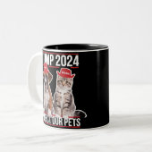 Trump 2024 schützt unsere Haustiere Katzen Hunde M Zweifarbige Tasse (Vorderseite Links)