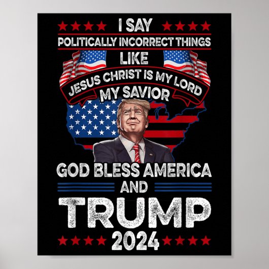 Trump 2024 Sonnengott segne Amerika Jesus Christus Poster (Vorne)