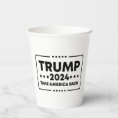 Trump 2024 Trump nimmt Amerika zurück Pappbecher (Rückseite)