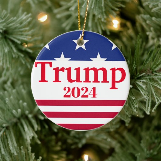 Trump 2024 US Flagge Keramik Ornament (Baum)