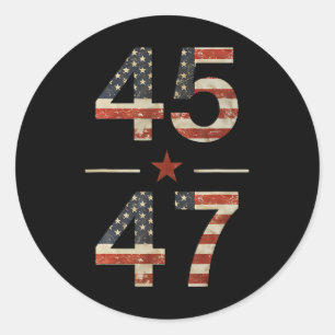 Trump 2024 Vintag 45 47 Amerika Flag Shirt für Wo Runder Aufkleber