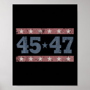 Trump 2024 Vintage 45 47 Amerika-Flagge-Shirt für Poster