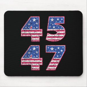 Trump 2024 Vintage 45 47 Amerika-Flagge-T-Shirt fü Mousepad