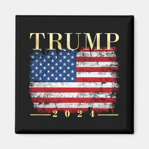 Trump 2024 Vornehme Gold Vintage amerikanische Fla Magnet