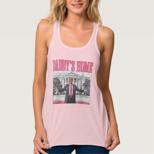 Trump 2024 Wahl Daddys Zuhause Pink Tank Top (Vorderseite)