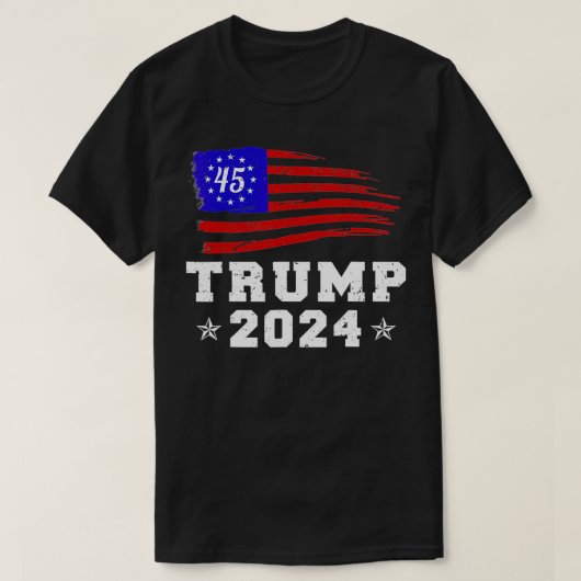 Trump 2024 Wahlkampfknopf zum Präsidenten gewählt T-Shirt (Design vorne)