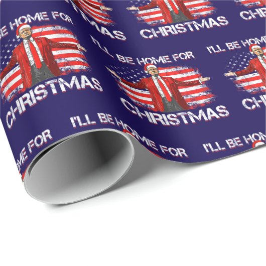 Trump 2024 werde ich für Christmas Blue Zuhause Geschenkpapier (Rolleneckpunkt)