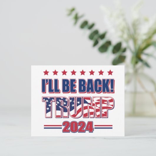 Trump 2024 wird zurück sein postkarte (Stehend Vorderseite)