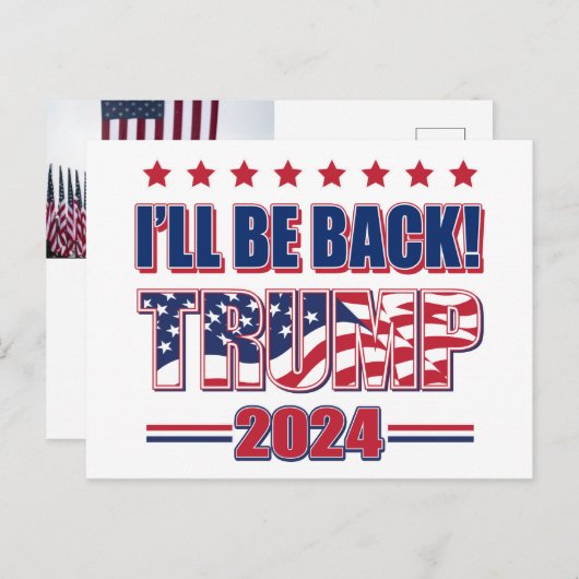 Trump 2024 wird zurück sein postkarte (Vorne/Hinten)