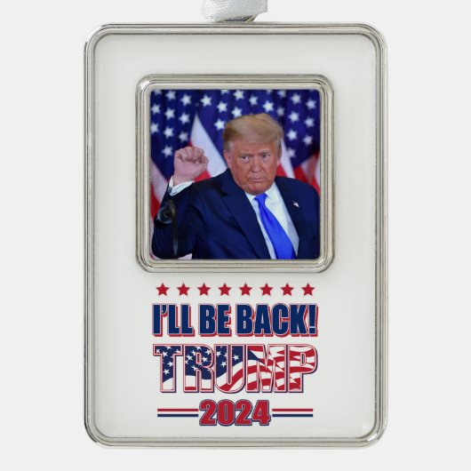 Trump 2024 wird zurück sein Rahmen-Ornament silber (Vorderseite)