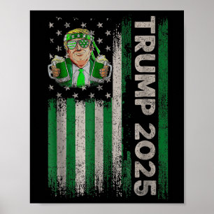 Trump 2025 American Flag Vintag St. Patricks Day Poster