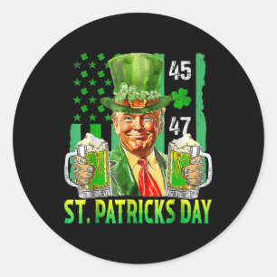Trump 2025 American Flag Vintag St. Patricks Day Runder Aufkleber